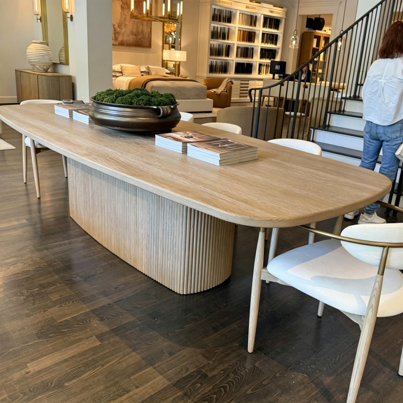 RH-Style Bleached Oak Oval Solid Oak Dining Table, 29.92" H x 72.05" W x 39.37" D