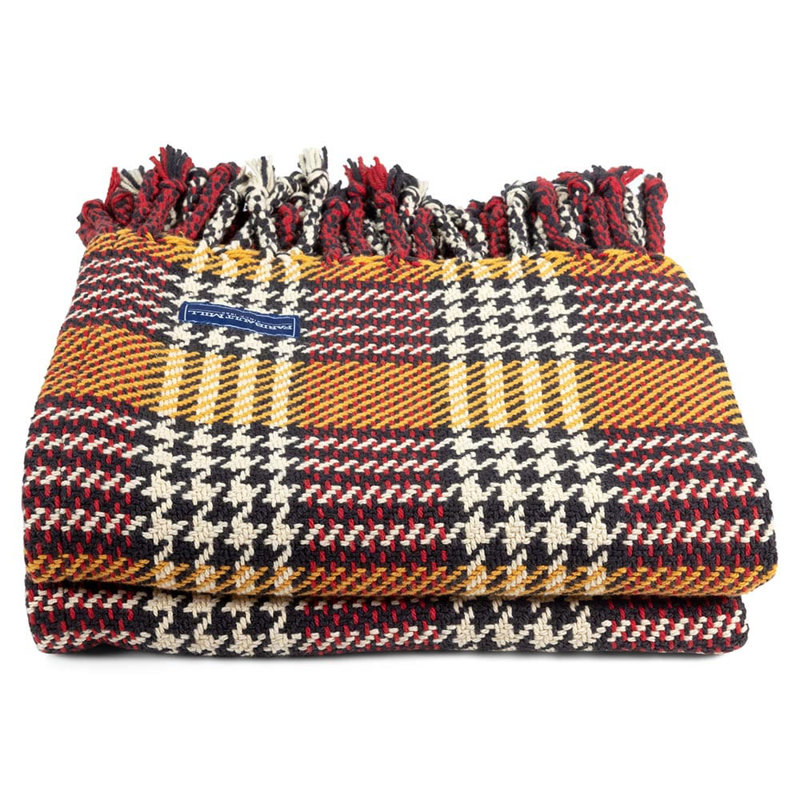 Portland Plaid Cotton Throw, Yellow/Brown