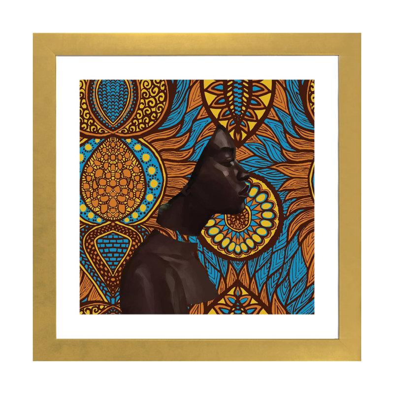 Série de cire par Adekunle Adeleke-reproduction d’art, H 24 po x l 24 po x p 1 po, Papier encadré doré, Blanc