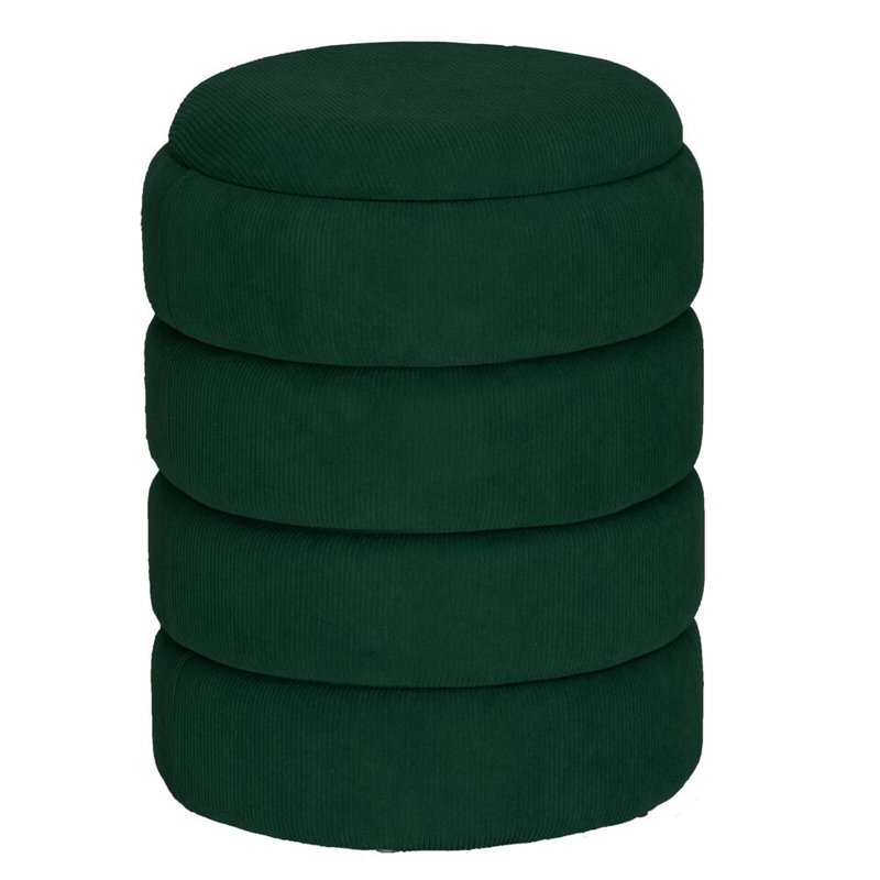 Abilyn 35cm Wide Tufted Round Footstool Ottoman with Storage, Green