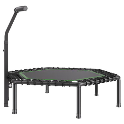 54.5 Inch Mini Trampoline, 450 lbs Max Load Fitness Rebounder, Stable & Quiet Small Trampoline with 3 Levels Height Adjustable & Foam Handle, Exercise Rebounder for Adults Indoor/Garden Workout