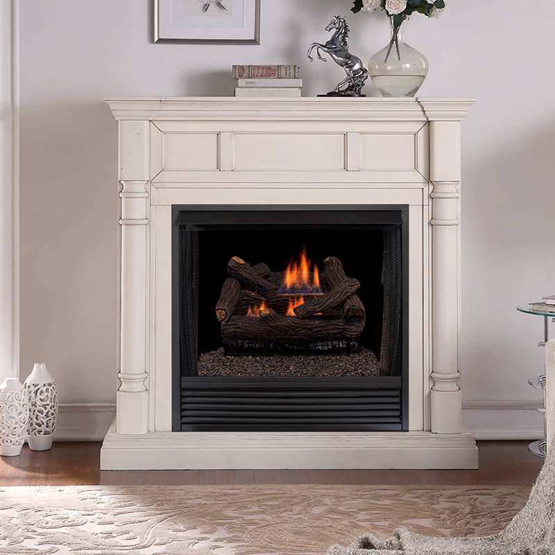 Duluth Forge DLS-N18T-2, Vent Free Indoor Gas Log Set, U-Burner Chassis: FLT18-2-NG Natural Gas, Thermostat Control, and Fiber Logs: FVFLC18-2F, 18in Stacked Red Oak