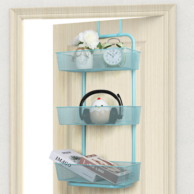 Arnish Metal Wall Organizer with Wall Baskets, Blue