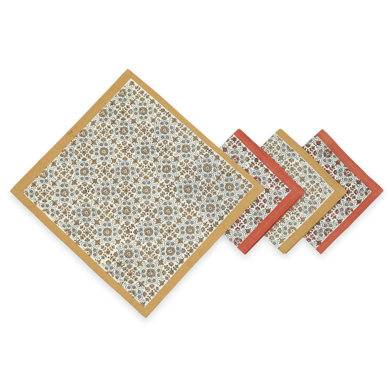 Ensemble de 4 serviettes en coton LILY, Orange/Yellow