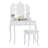Makeup Vanity Set With Tri-fold Mirror & Led Lights 4 Drawers Open Shelf-582196713