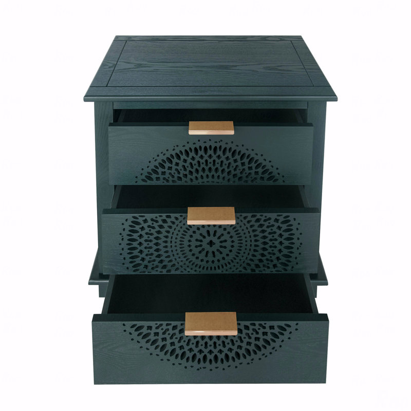 Commode à 3 tiroirs avec commode en métal
