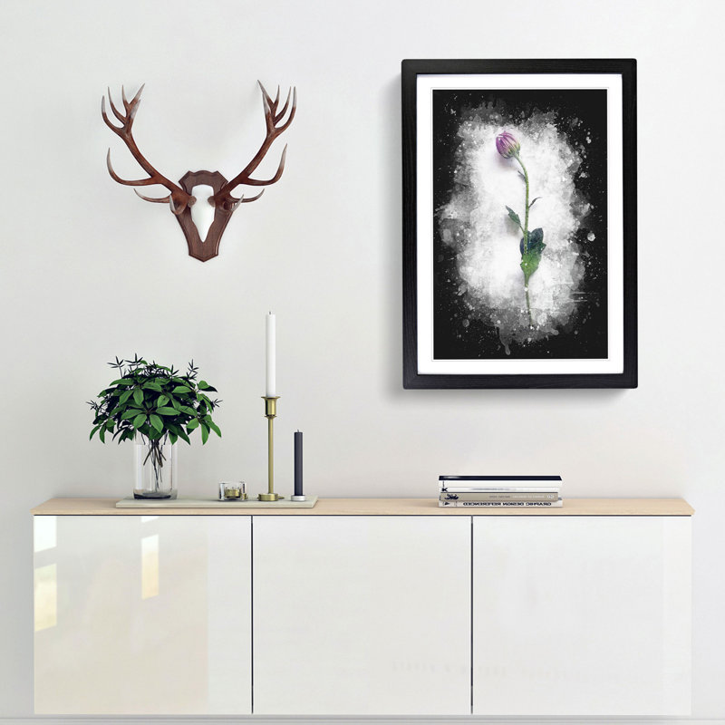 A Single Purple Flower - Picture Frame Graphic Art Print, Black Framed, 63cm H x 45cm W x 2cm D