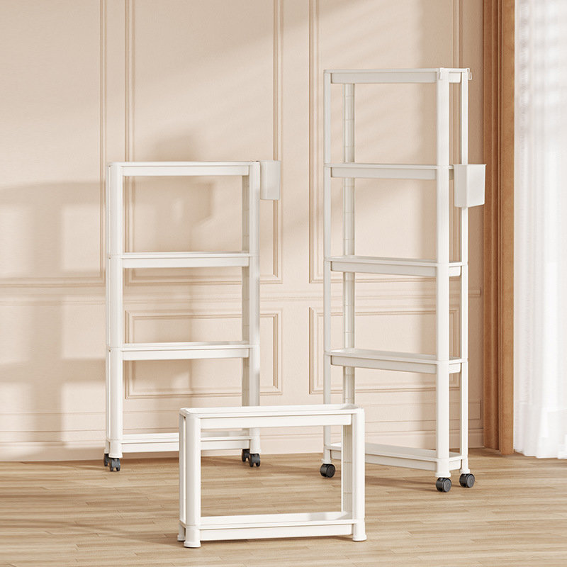 Slim 5-Tier Plastic Storage Cart with Wheels – Multi-Functional Storage Organizer, 46" x 16.35" x 3.54"