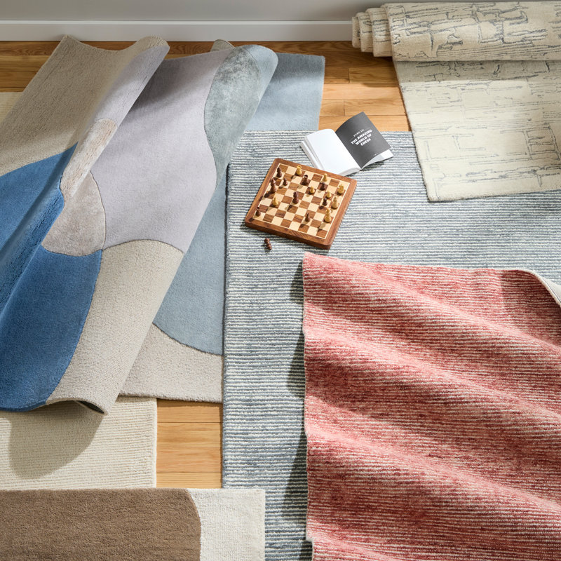 Tapis texturé côtelé à la main Town / Country Luxe Rita - gris / bleu / ivoire, Rectangle 6 pi x 9 pi