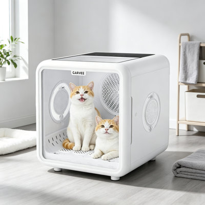 72L Pet Drying Box for Cats and Small Dogs up to 45 lbs, 360° Efficient Automatic Hair Dryer with 5 Air Outlets, NTC Smart Temperature Control, Ultra Quiet Pet Grooming Dryer