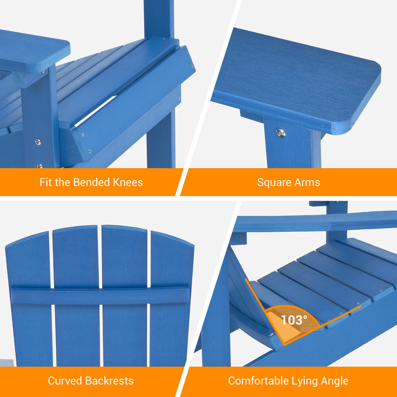 Bergenfield Patio Adirondack Chair HIPS Plastic Chair, Navy Blue
