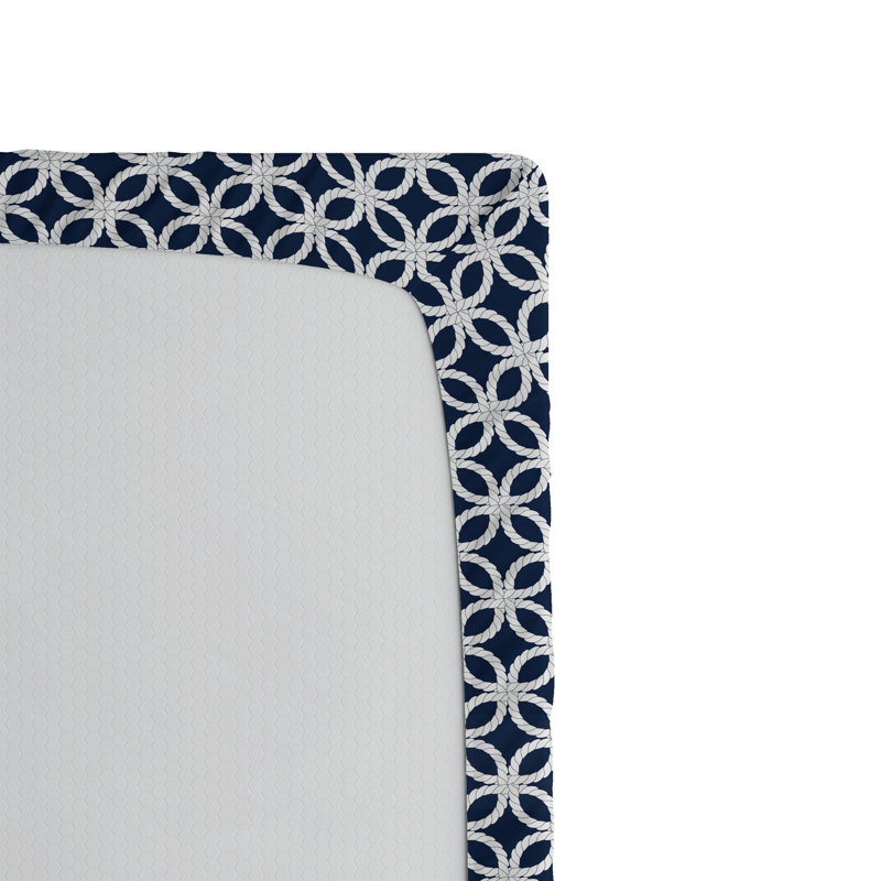 Drap-housse Ambesonne, paquet de 2, Drap-housse de taille très grand, Bleu foncé / blanc géométrique
