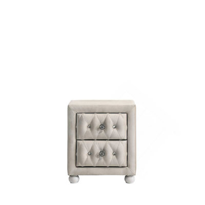 Table de chevet beige en tissu