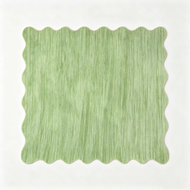 Tapis festonné à bordure festonnée, Green, 10*13ft
