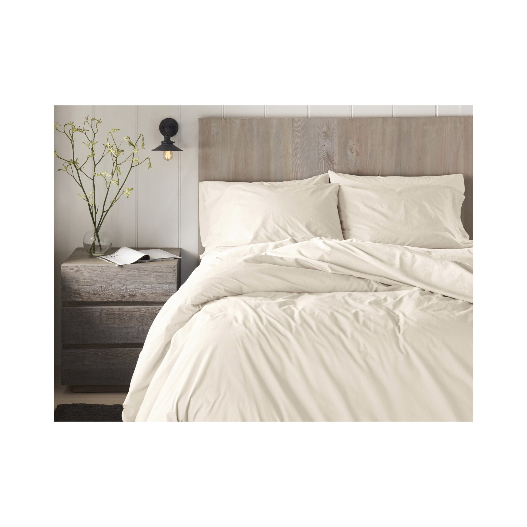 Refined Organic Percale Sheet Set, Undyed, Full Sheet Set with 2 Pillowcases