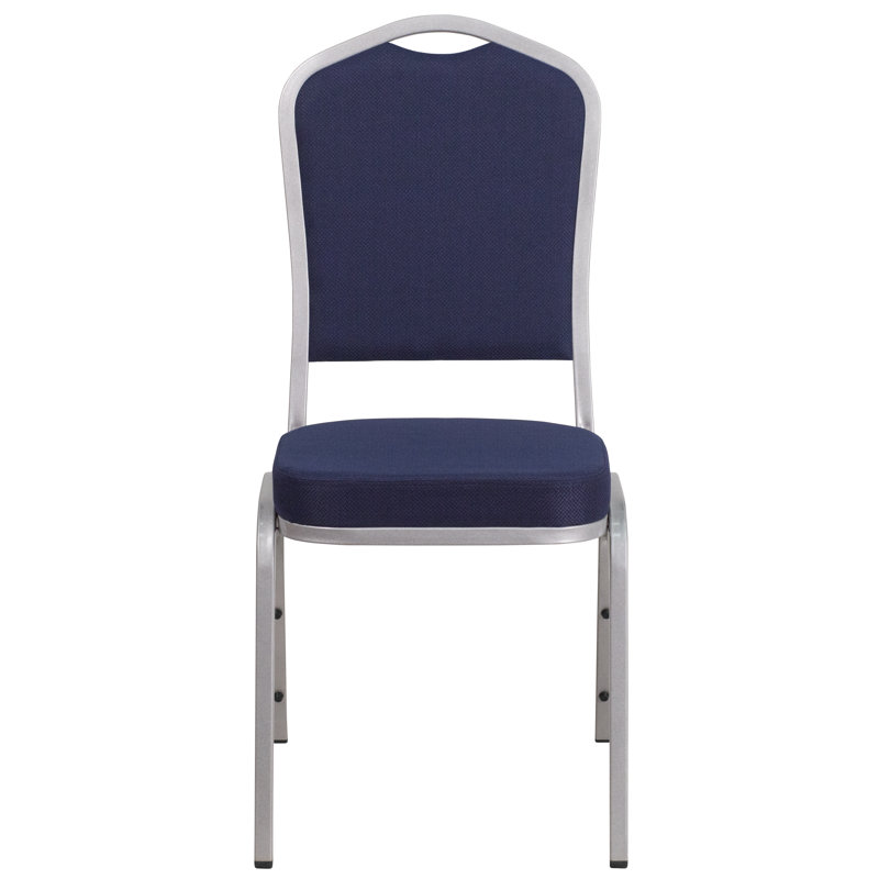 Chaise de banquet empilable Aurelia, Argent, Bleu marine