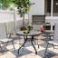 Table de patio ronde de 38 po avec trou pour parasol, table de salle à manger d'extérieur en verre trempé, cadre en métal résistant aux intempéries pour le jardin, la terrasse, la cour, noir