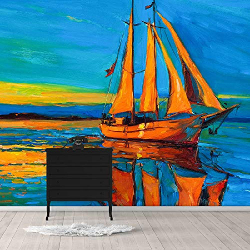 Magnifique voilier sur la mer, murale, L 100 po x l 144 po