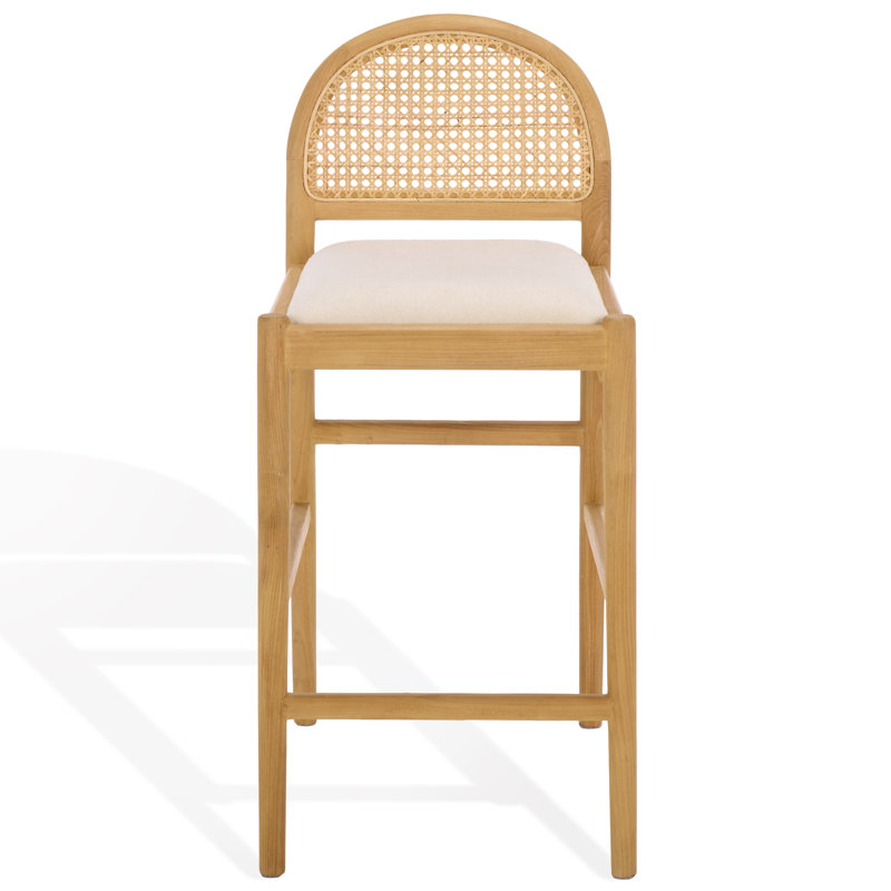 Laylie Rattan And Leather Counter Stool, Natura/Boucle