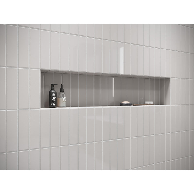 2 po x 8 po Carrelage en verre, Gris brumeux brillant
