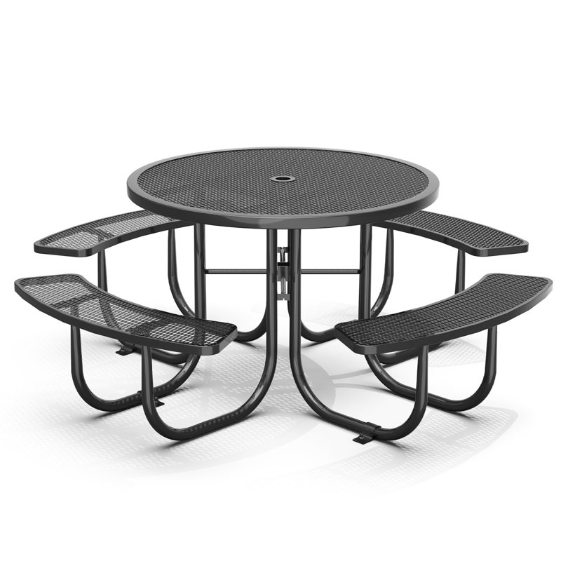 Table de pique-nique ronde de 46 pouces avec trou pour parasol