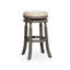 Tabouret de bar 30 po, finition gris patiné, siège en cuir gris français-1672603162
