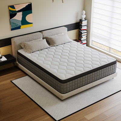 12-Inch Full Size Hybrid Mattress in a Box with Memory Foam & Pocket Springs, Medium Firm, Pressure Relief, Lumbar Support & Motion Isolation, White/Gray