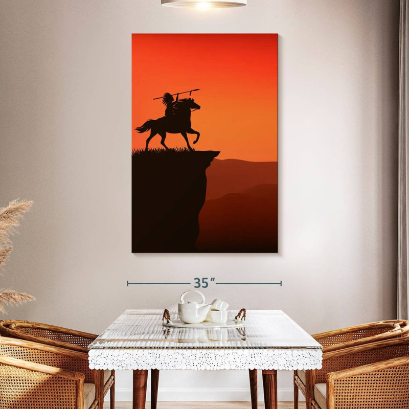 Indian Warrior Sunset, 51" H x 34" W