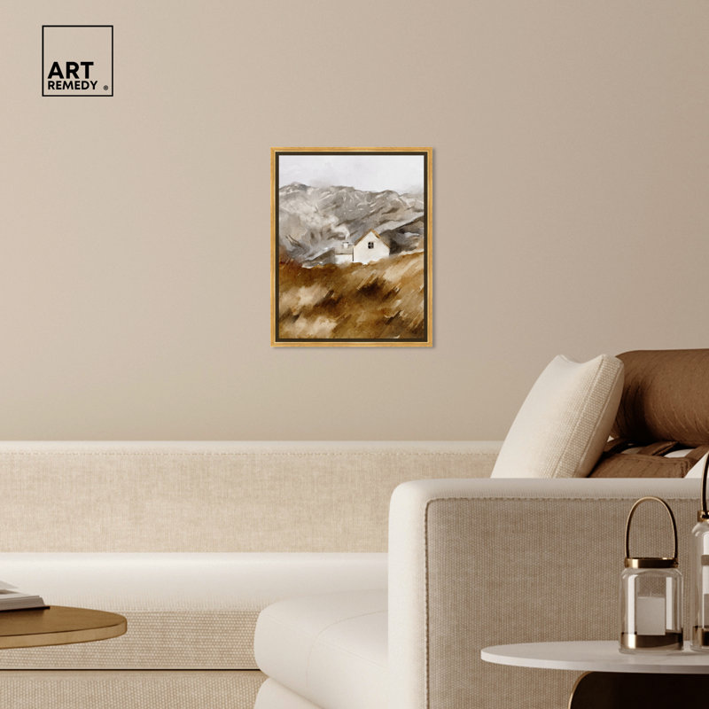Gold Floater Frame Landscape Canvas Print with White House, 25" x 21"