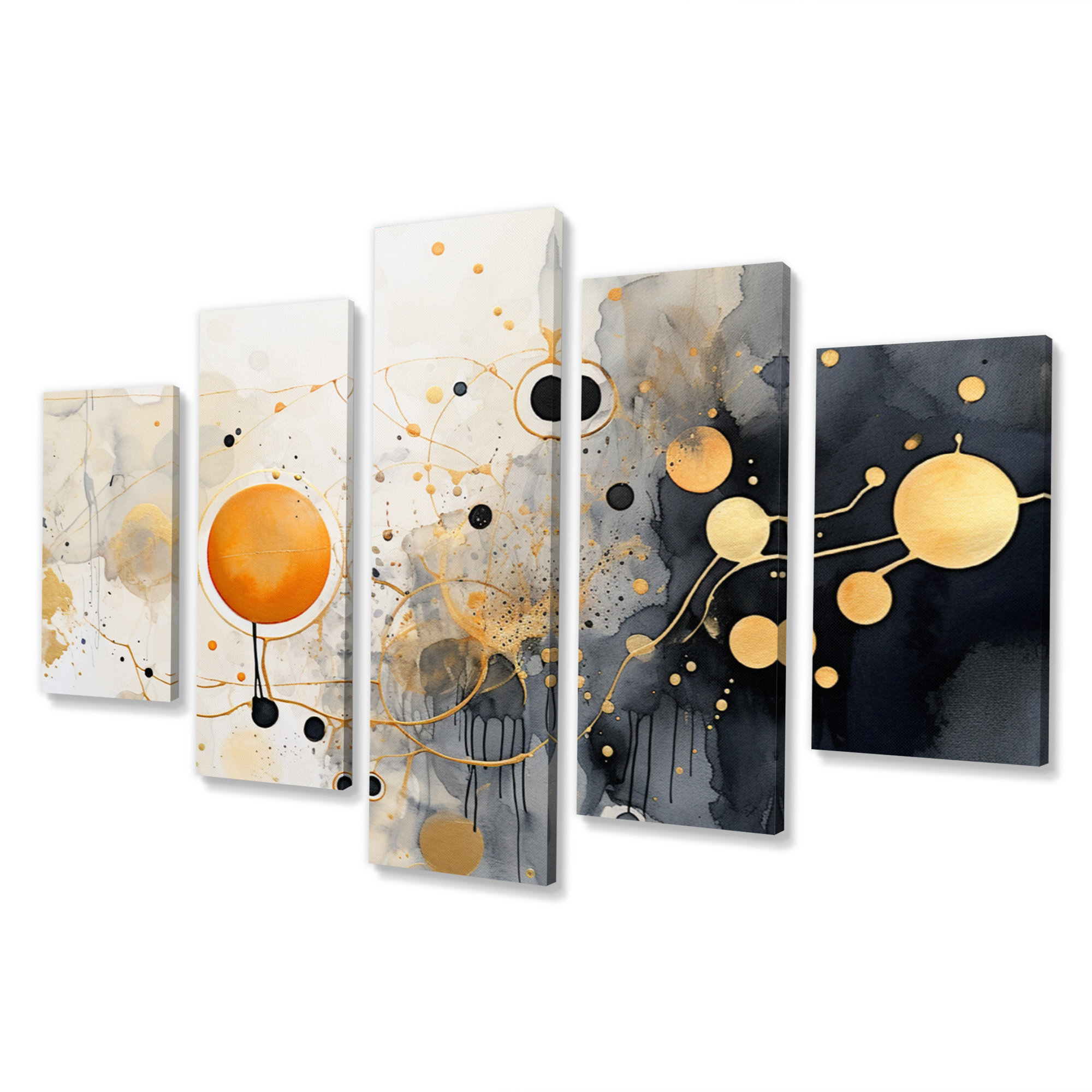 Wrought Studio™ Black And Gold Whimsical Waves I - Abstract Canvas ...