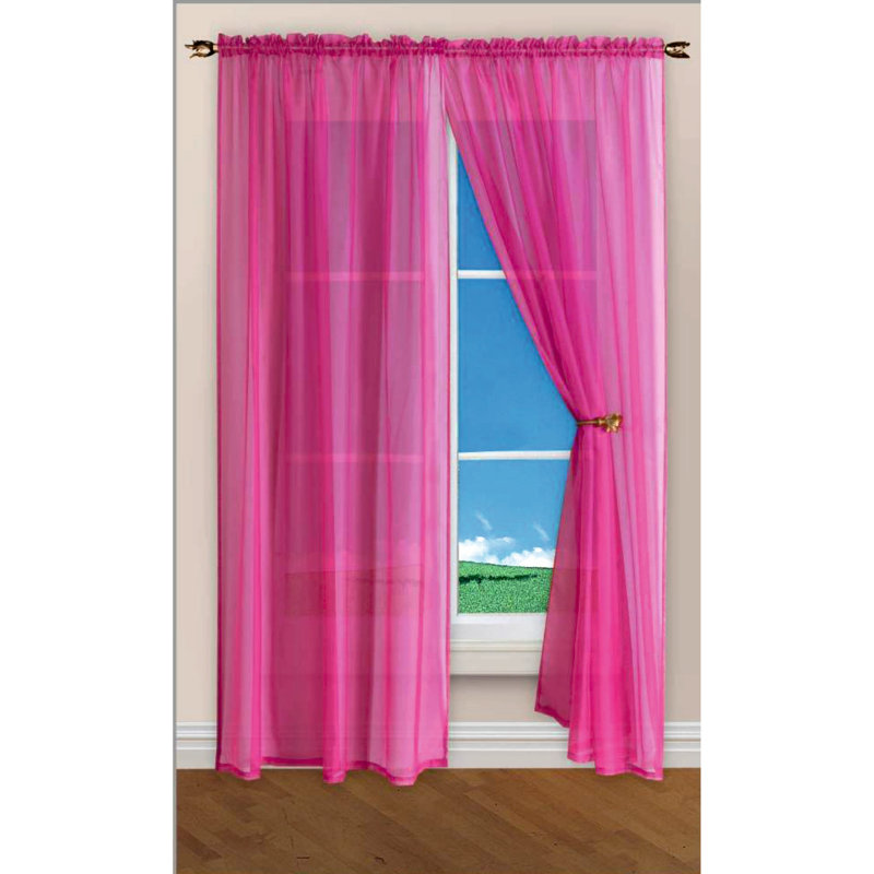 Kapellen Semi Sheer Curtain, 59cm Width x 54cm Drop, Dark Pink