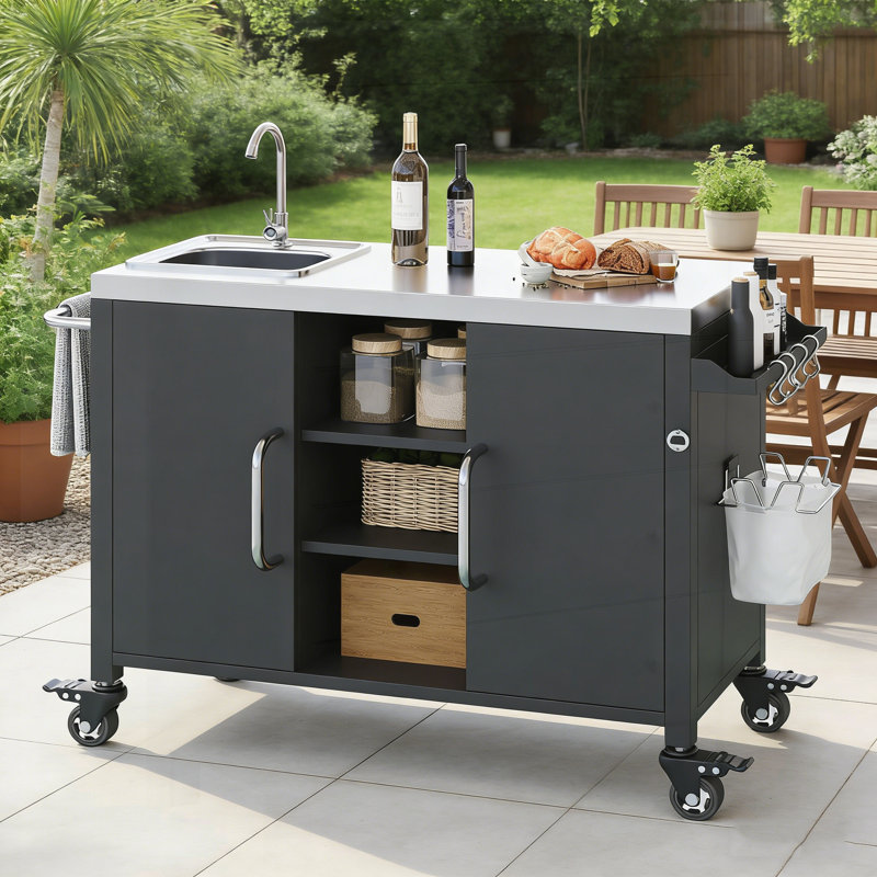 Îlot de cuisine 55,5 "avec évier