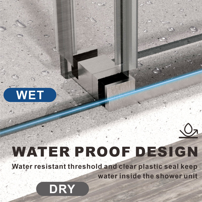 Uks04 56 In. To 60 In. X 84 In. H Frameless Sliding Shower Door In Chrome With 3/8 In. (10mm) Clear Glass, Chrome
