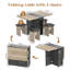 Table de salle à manger à abattants, table pliante avec 6 roulettes et quatre tabourets en cuir, table et chaises peu encombrantes pour la salle à manger, cuisine-827602846-827602844-827602847