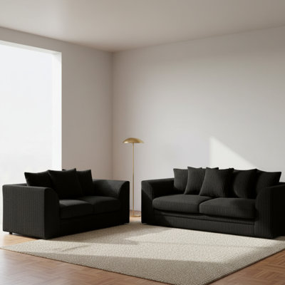Soft Fabric Jumbo Cord 3 and 2 Seater Upholstered Living Room Sets
