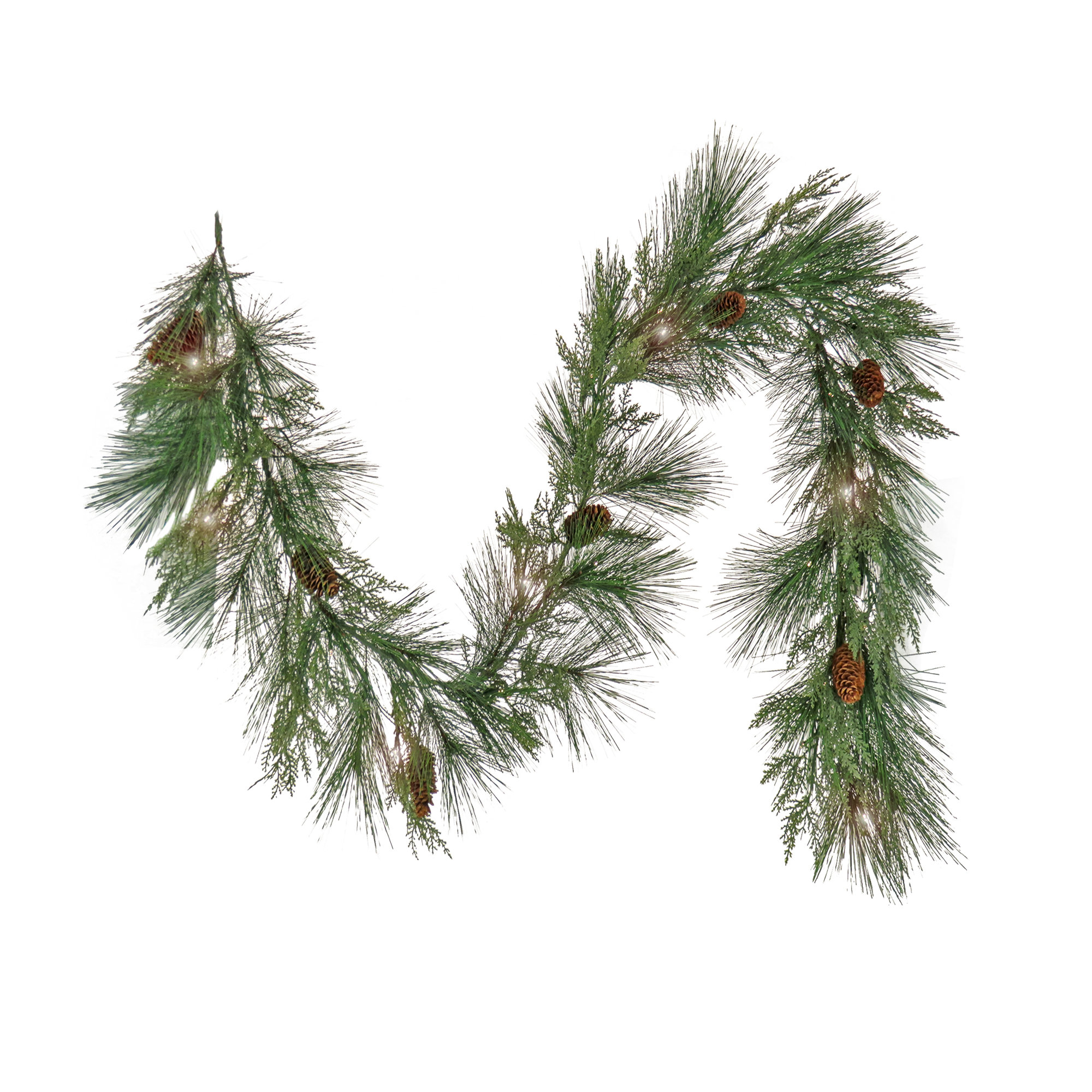 Lighted Faux Pine Garland, 6'