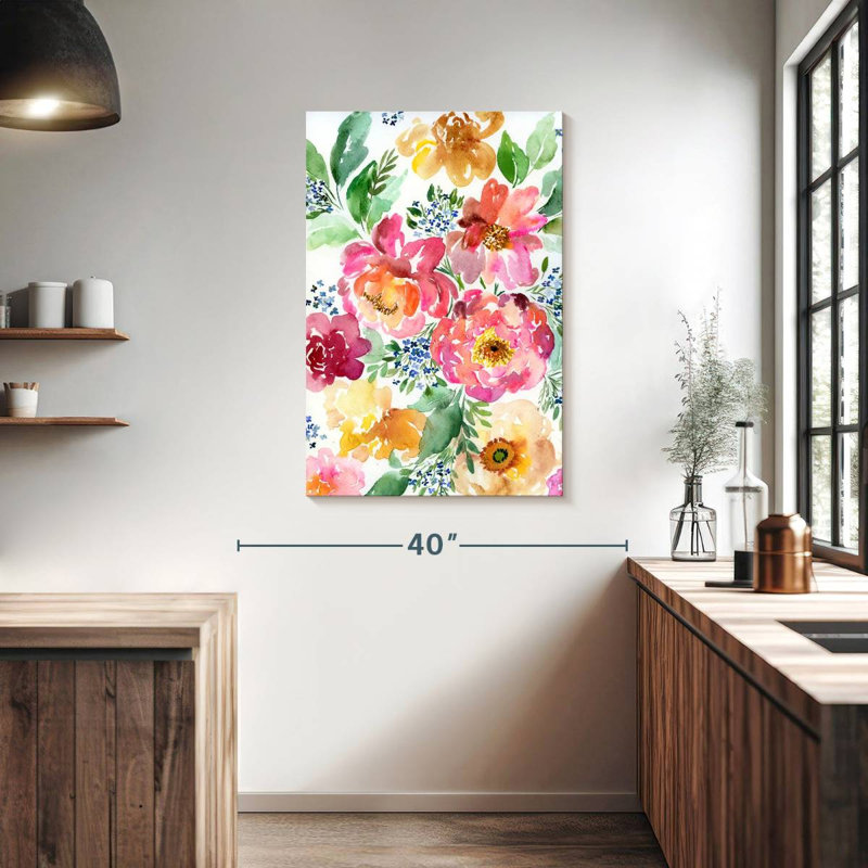 Harnek - pivoines jaunes et roses, H 39 po x l 26 po