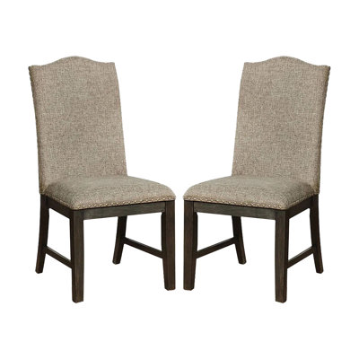 Chaises d'appoint de salle à manger en tissu gris chaud - de 2 avec fabrication en bois massif et dossier rembourré pour