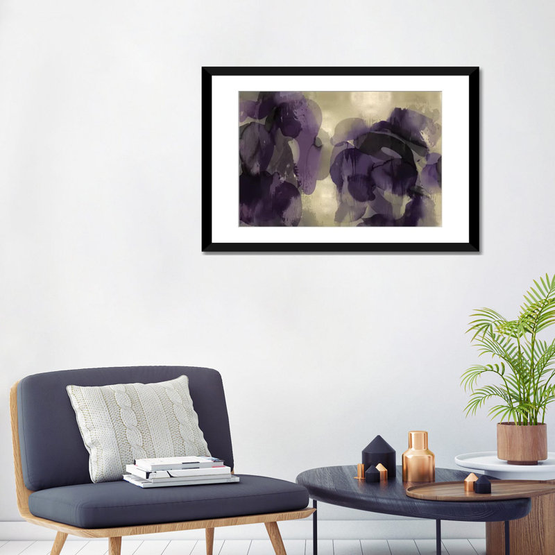 « cascade améthyste horizontal », impression sur toile, H 24 po x l 32 po x P 1 po, Papier d'art encadré noir, Blanc