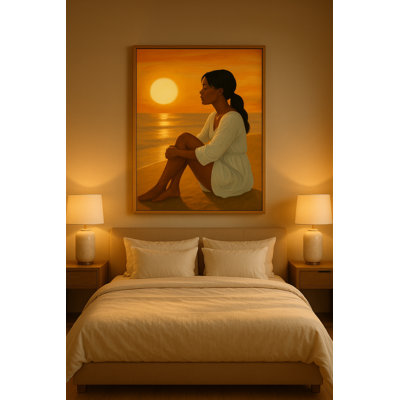 «Golden Hour Reverie», art mural sur toile encadré - cadre noir