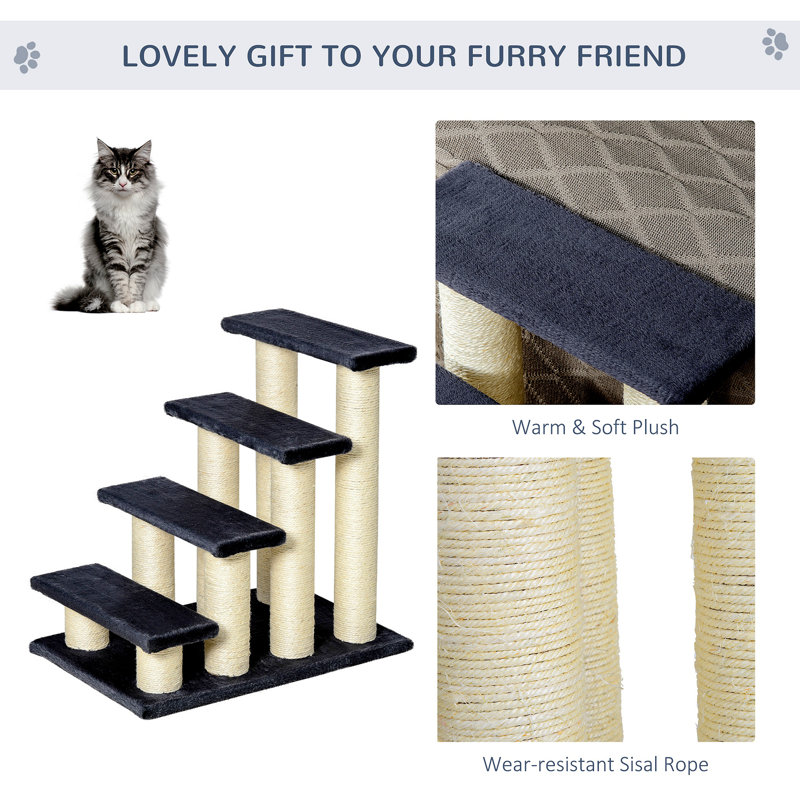 Gray Sisal Stair-Shaped Cat Tree with Scratching Posts
