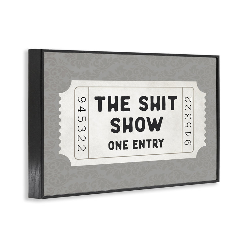 Giclée encadrée de billets d'entrée de Sh * t, design par lettres et doublure, Giclée encadrée noir minuit, H 20 po x l 30 po