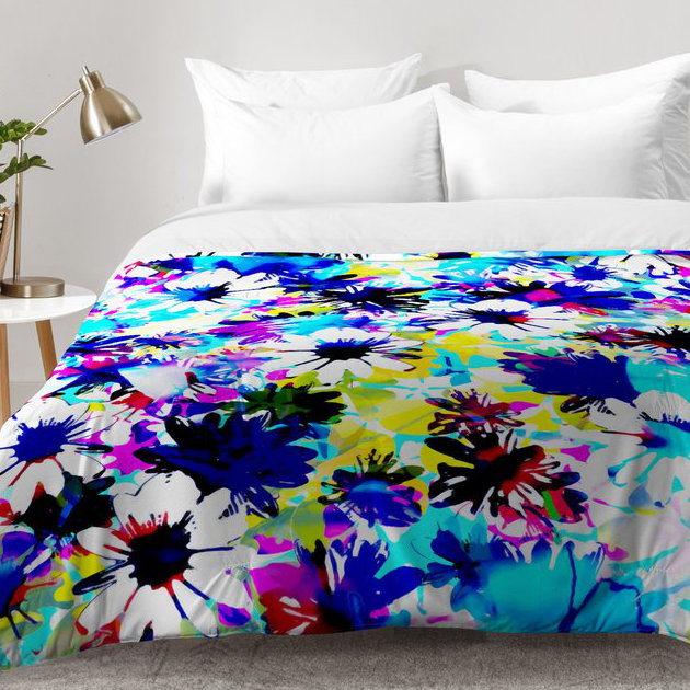 Aimee St Hill Modern & Contemporary Polyester Floral Comforter, Full/Queen Comforter + 2 Standard Pillowcases