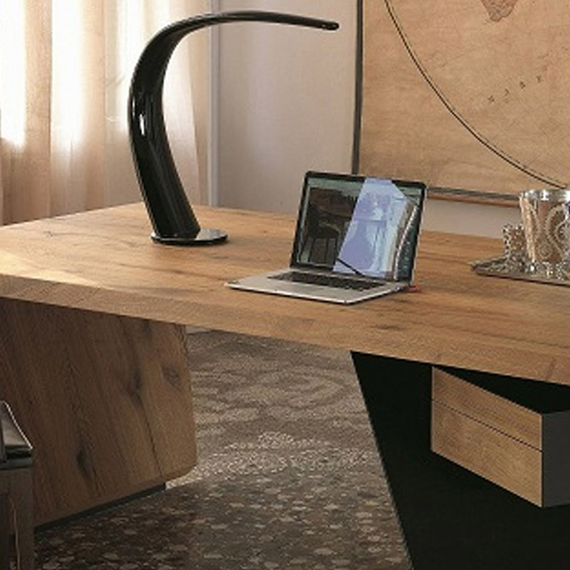 Noir + brun Bureau rectangulaire en bois massif + fer, H 29,53 po x l 70,87 po x P 31,5 po