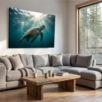 Tortue de mer océan, impression sur toile, impression de vie marine, décor côtier pour maison de vacances