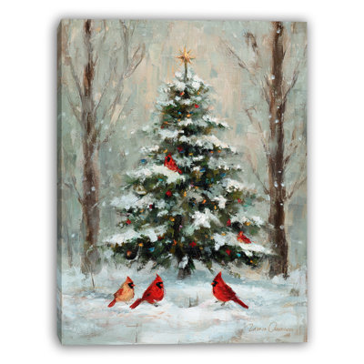 «Winter Cardinals» par Christmas Tree, art mural sur toile tendue