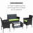 4 PC Rattan Patio Furniture Set Outdoor Patio Cushioned Seat Wicker Sofa (green Cushion)-1961123056