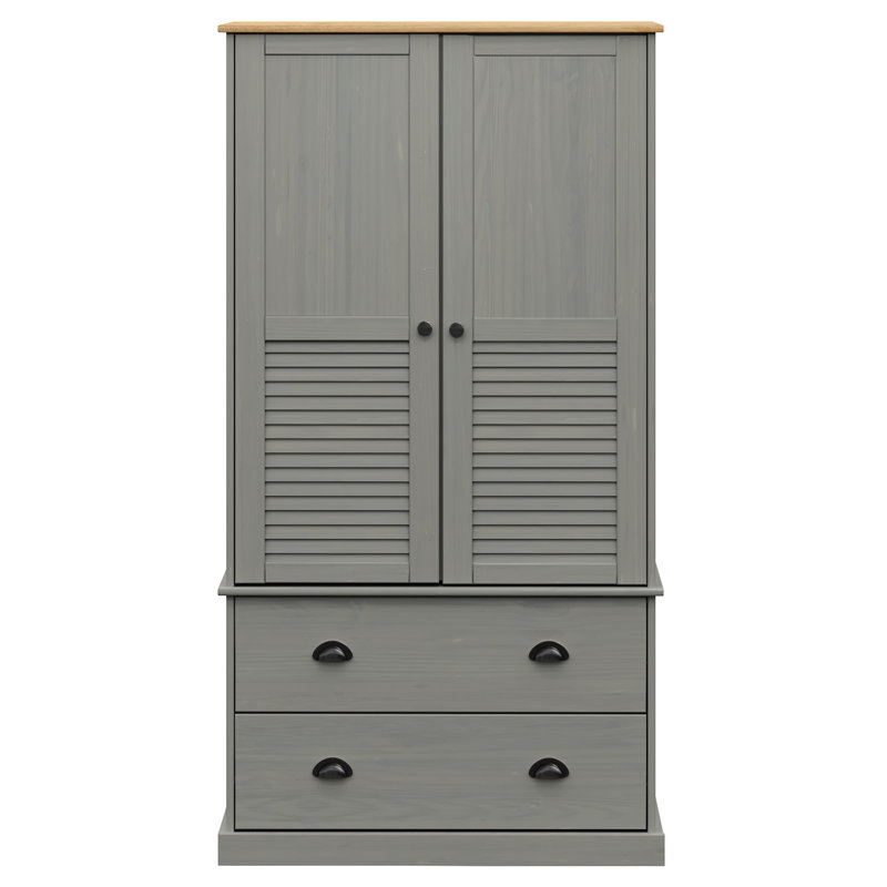 Wardrobe "VIGO" 90x55x170 cm Solid Wood Pine, Grey/Brown
