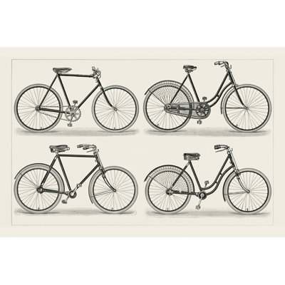 Antique Bikes Chart I 1 Piece Wrapped Canvas Wall Art