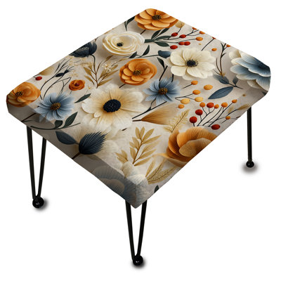 Poppy Dreams doré et blanc - repose-pieds rectangulaire botanique